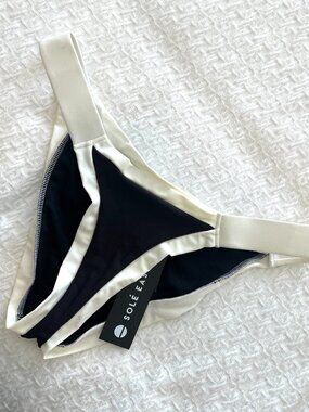 NWT - Sole East - Sobe Bikini Bottoms - Black & White -Size Medium